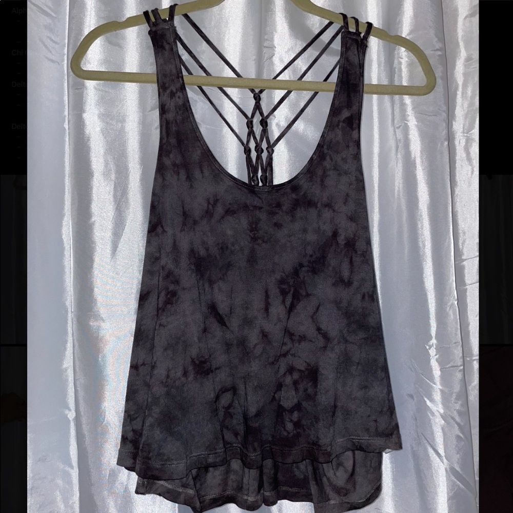 Grey Tie-dye Tank with crotchet back